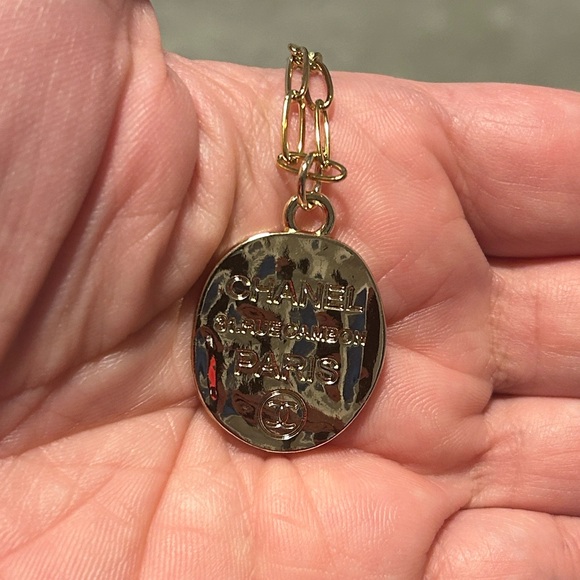 Upcycled double sided CC charm necklace - Picture 3 of 4